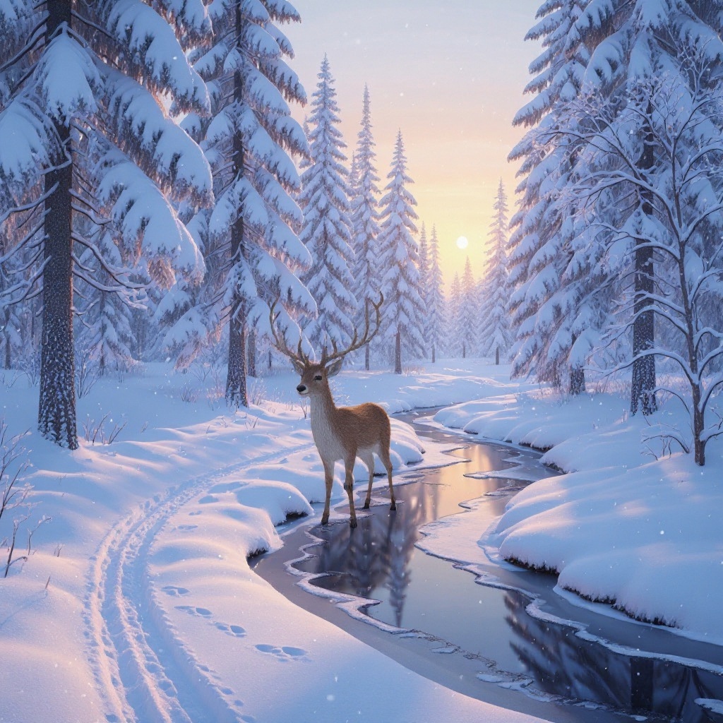 Please edit the image by adding a cartoon deer