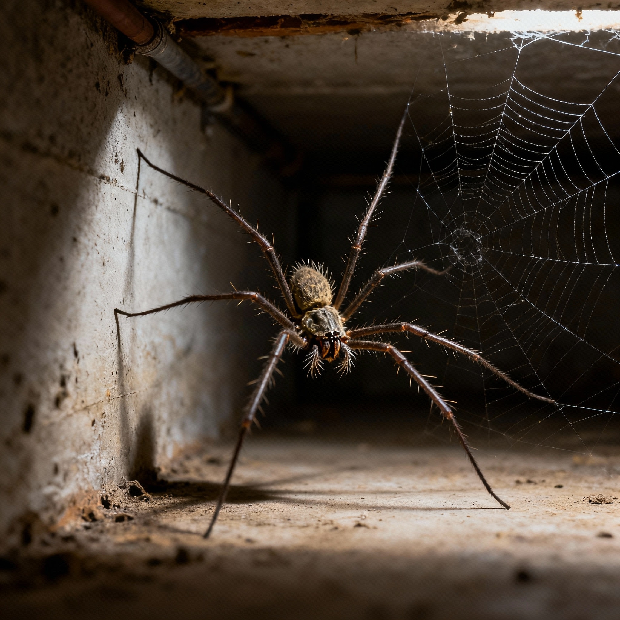 A cellar spider in a corner
