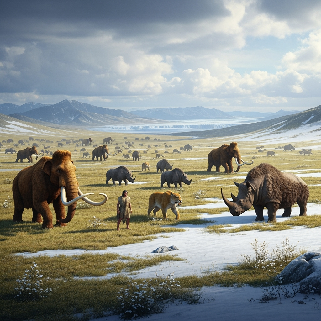 A scene on Earth during the Quaternary period