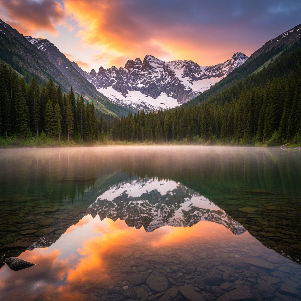 A lake in the mountains