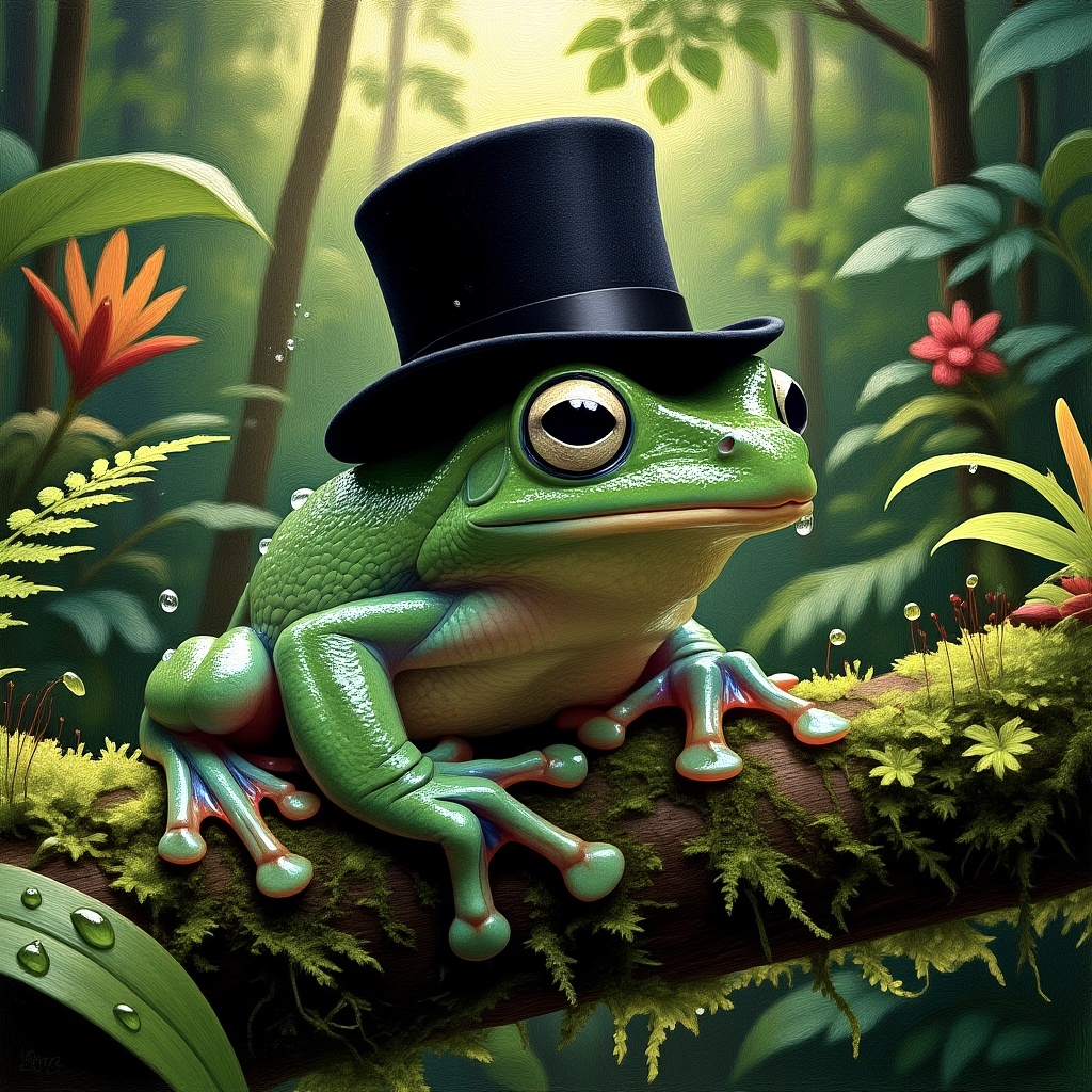 Please edit the image by making the top hat smaller. Must be in a impressionism style
