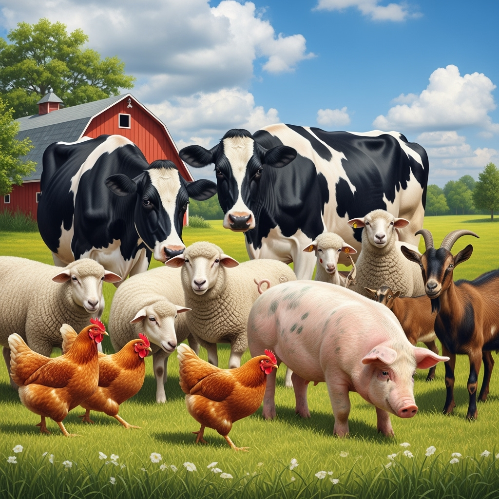 Stock photo of farm animals.