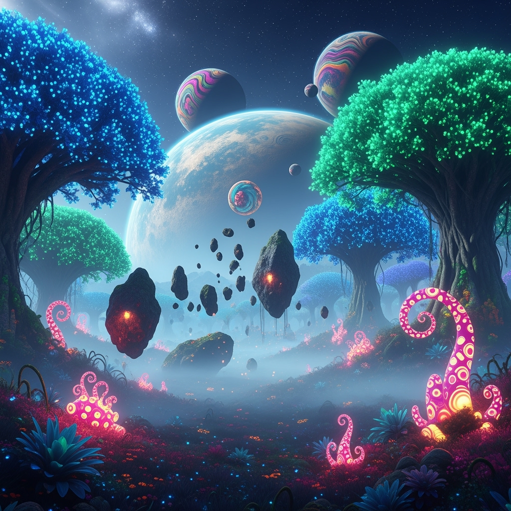 A lush forest on a distant moon, far away in the galaxy