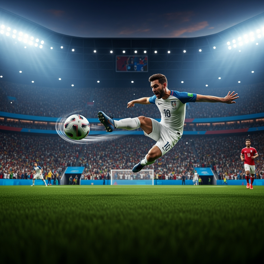 Action shot of soccer player in the world cup